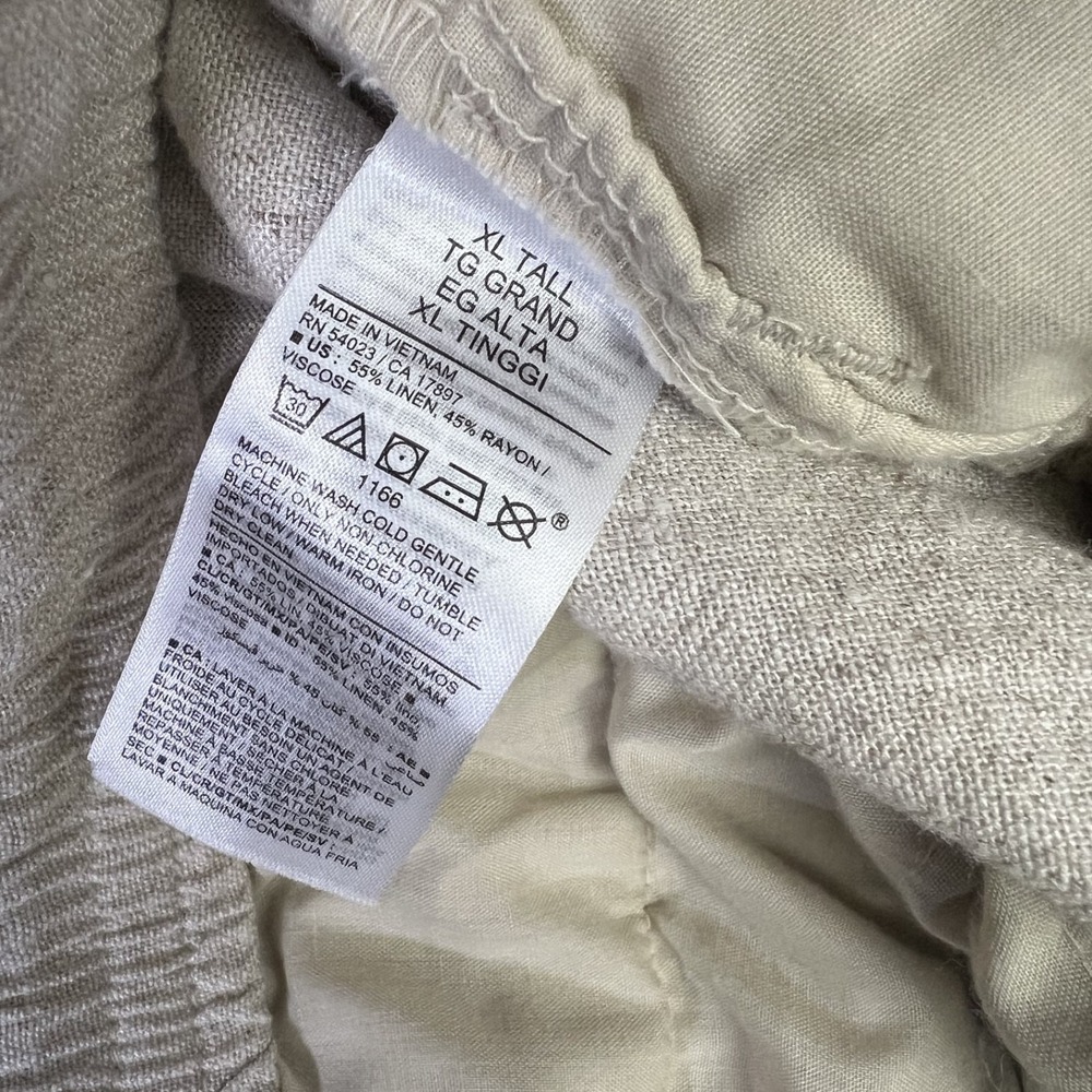 NWT Old Navy Womens Linen Boho Coastal Gauze Pocket High Rise Pant Beige XL Tall - Picture 9 of 9